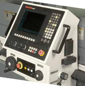 showing details of the operator console on the Dalian CKE 16 x 40 CNC lathe